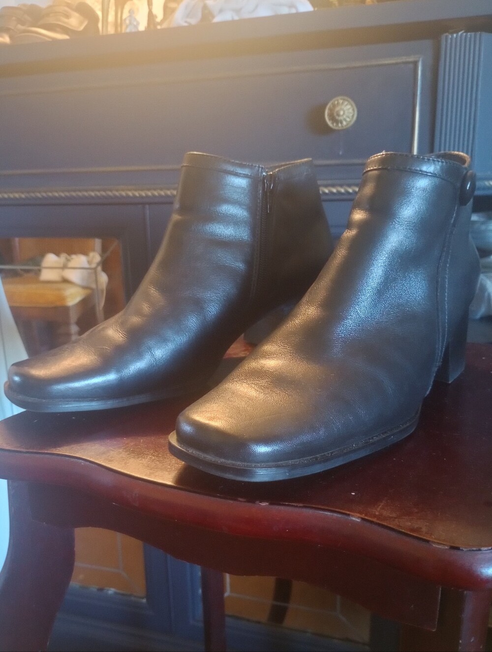 Black Leather Ankle Boots